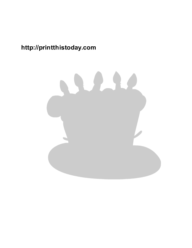 Cute free stencil printable with a picture of birthday cake with candles .