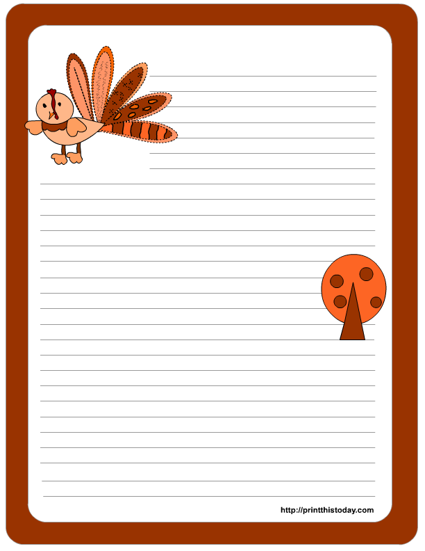 Free Printable Turkey Writing Paper