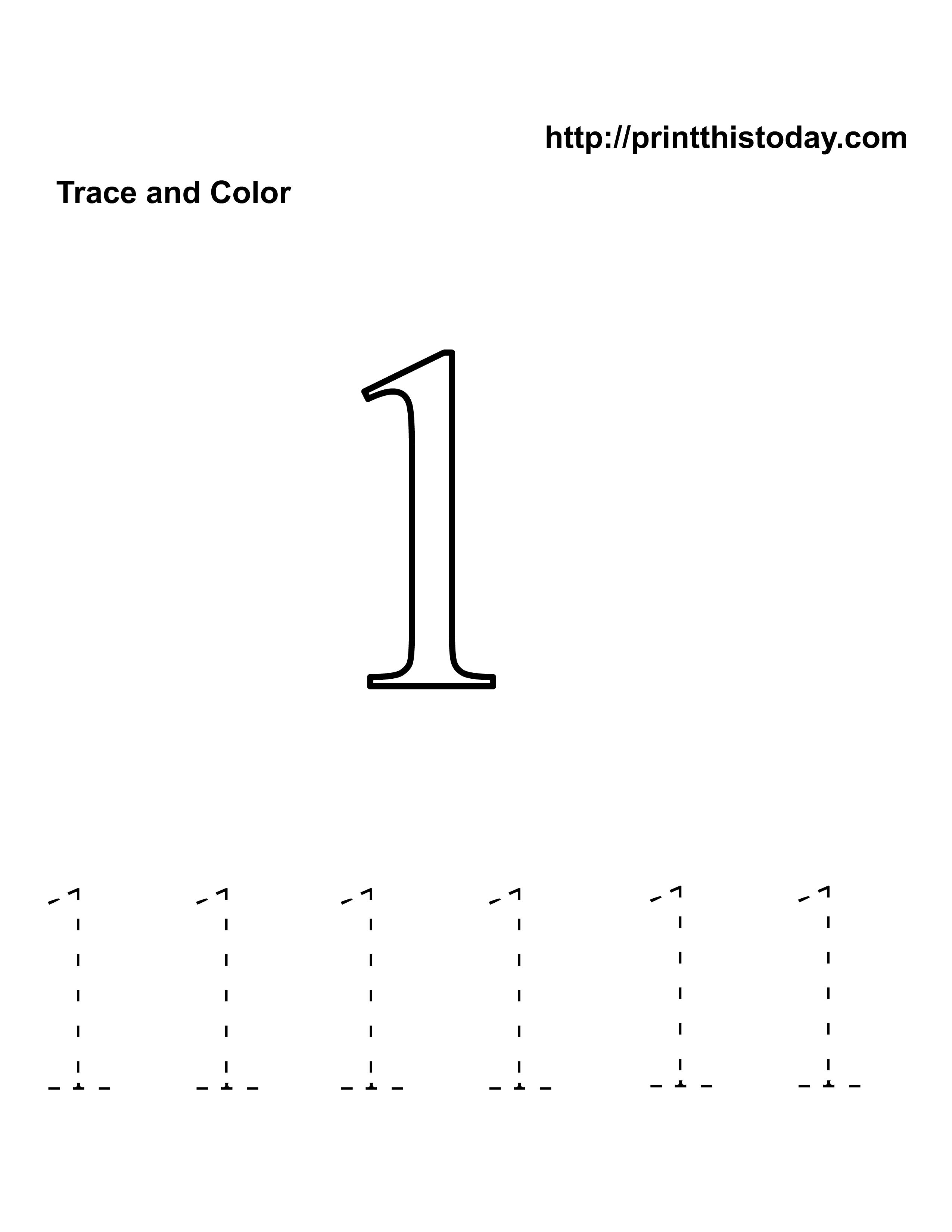 Coloring Number 1 Worksheet