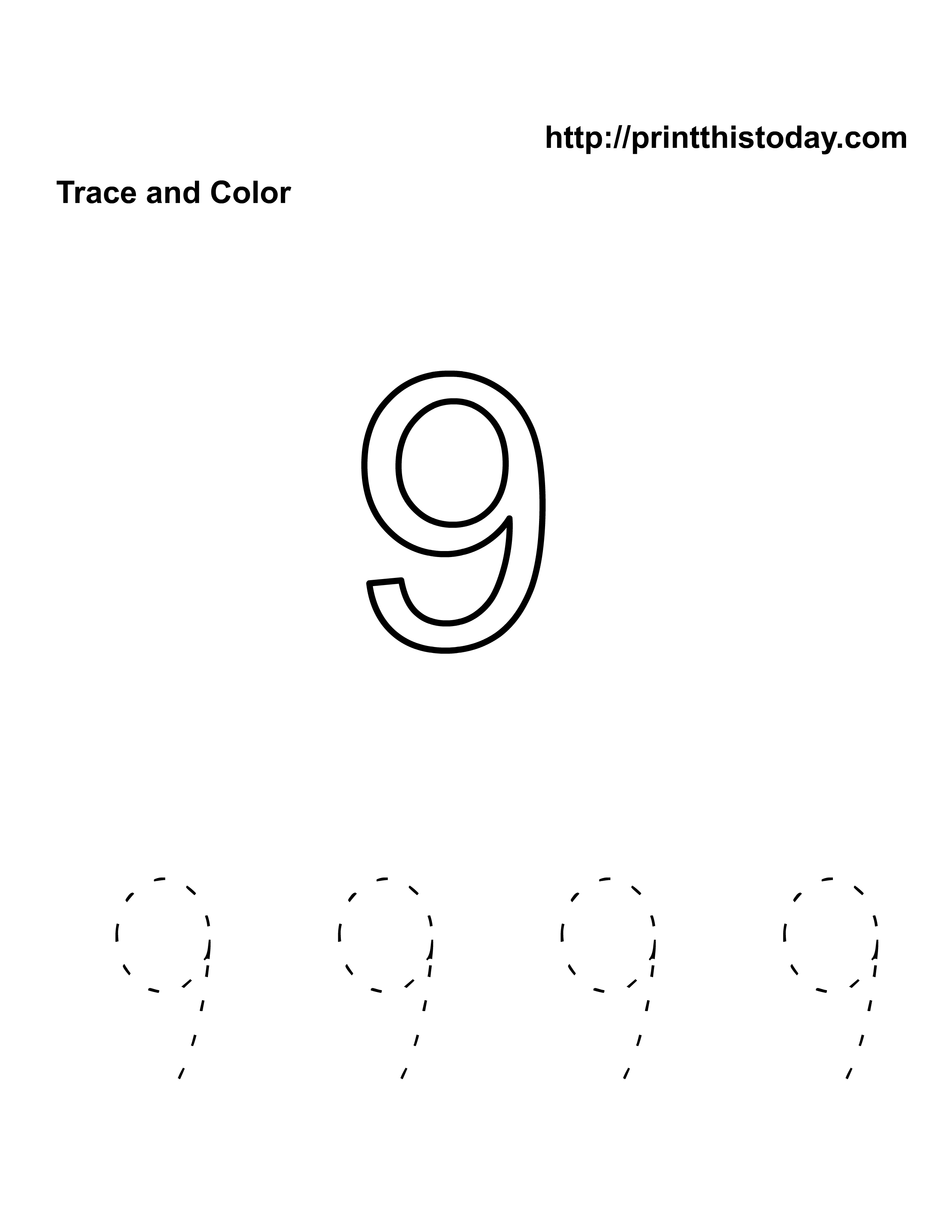 Free Kindergarten Math Worksheets Number Nine 9 