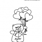 free printable heart coloring page with teddy bear