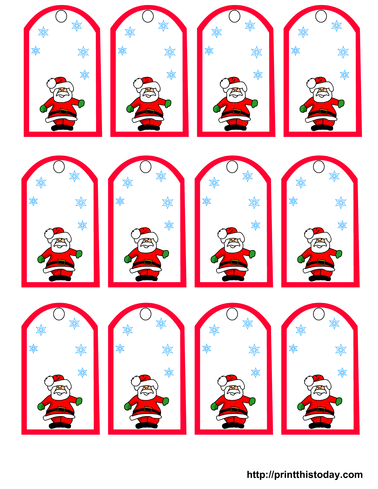 Printable Santa Claus Christmas Gift Tags from Print This Today