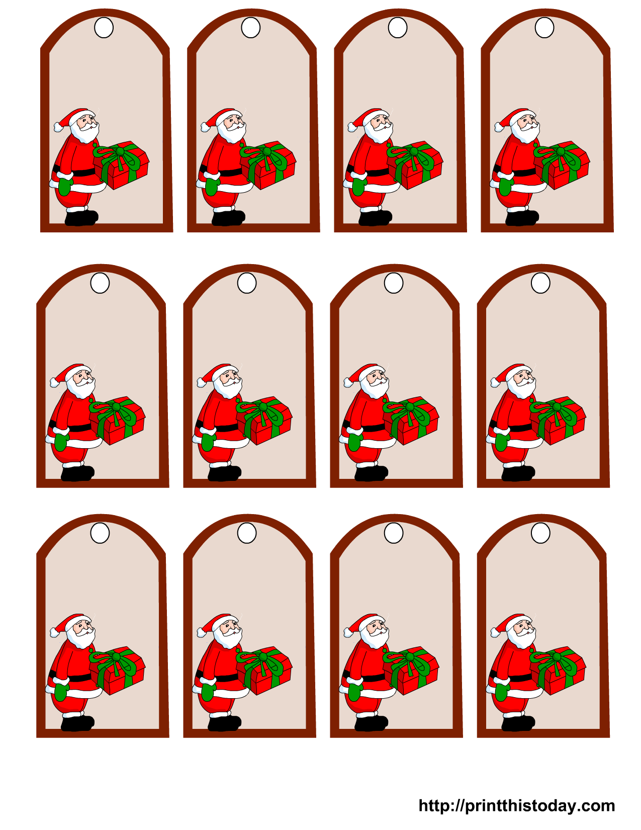 Printable Santa Claus Christmas Gift Tags