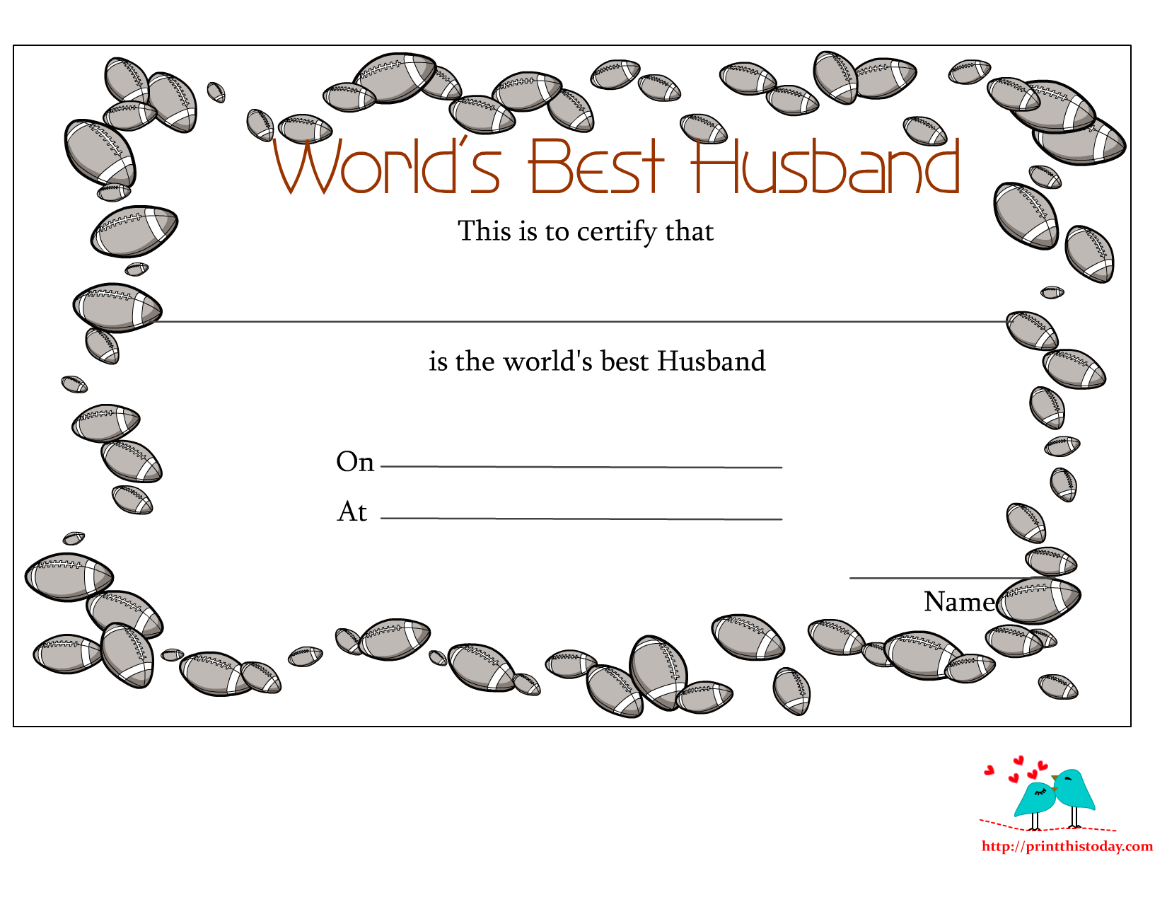 Free Printable World s Best Husband Certificates