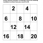 Writing the missing even numbers Maths worksheet from 1-20