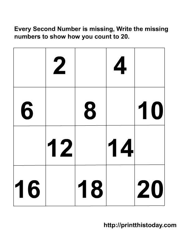Writing The Missing Numbers Maths Worksheets 1 20 