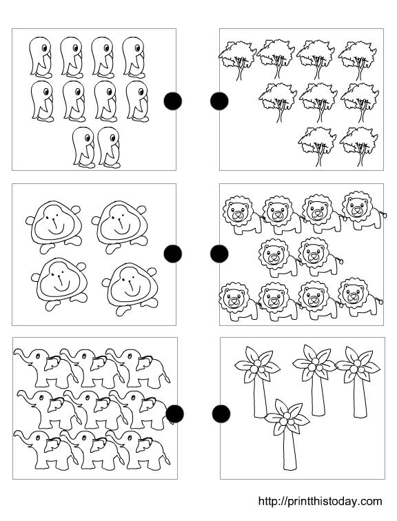 Joining the matching sets free printable preschool math worksheets