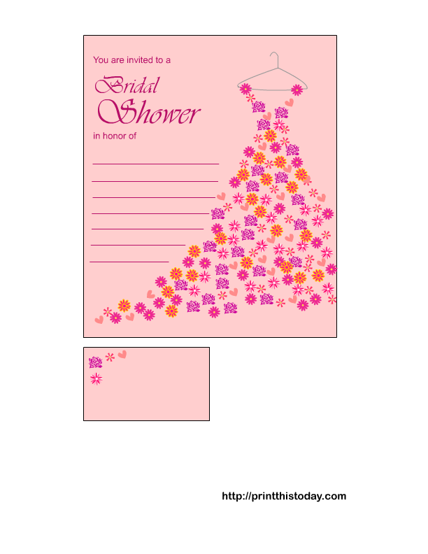 Free Printable Bridal Shower Invitations ( Floral Gown )