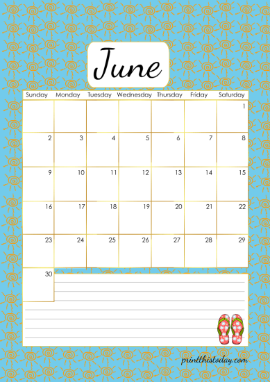 Free Printable Cute Monthly Calendar