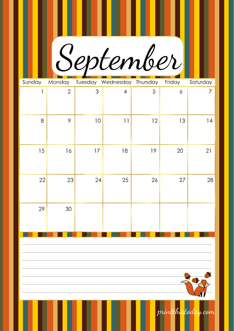 Free Printable Cute Monthly Calendar