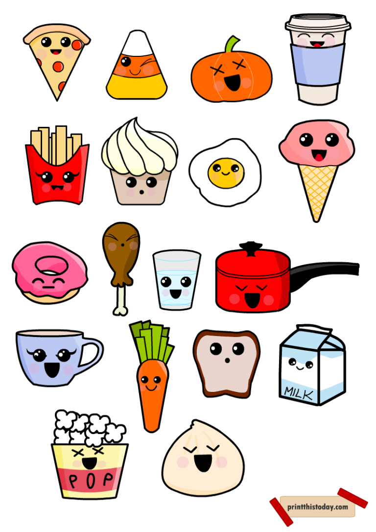 Free Printable Cute Kawaii Food Stickers