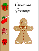 free printable christmas greeting card with ginger bread man