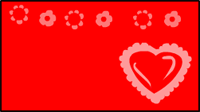 Red heart and flowers valentine Label