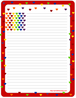 Rainbow hearts Stationery free printable