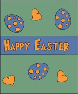 Easter card with easter eggs and hearts