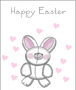 Cuddly Easter bunny and hearts