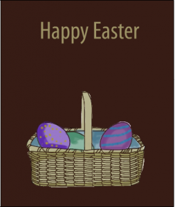 Basket with eggs and Happy Easter