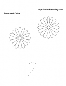 count and color two flowers and trace number two