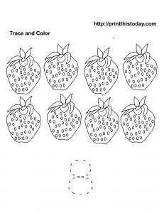 Free printable number 8 trace and color