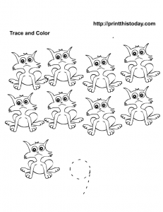 Number 9 trace and count worksheet