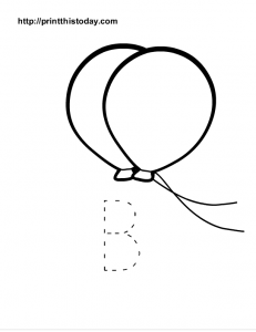 Letter B in upper case to trace and balloons to color