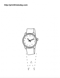 Letter W tracing sheet and a watch to color