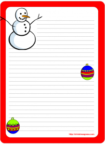 Cute snow man and ornaments free stationery