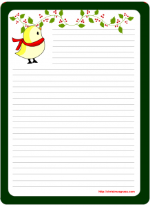 Cute Christmas Writing Paper with a Bird