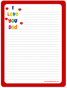I love you dad free printable stationery template