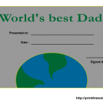 World's best Dad certificate