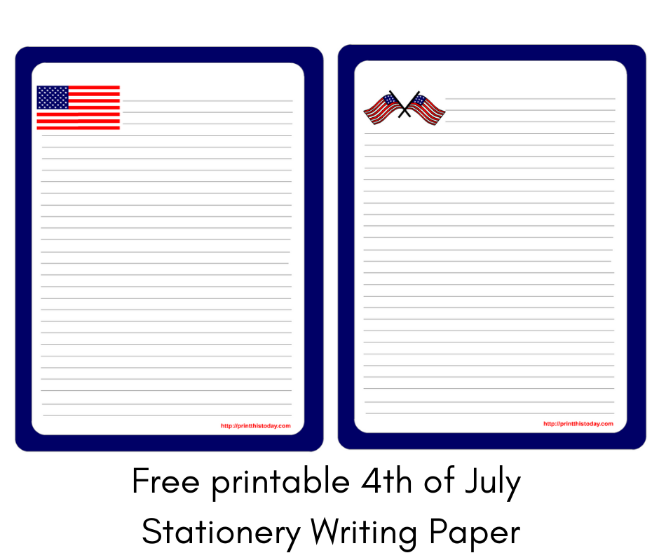 Free printable 4th of July Stationery Writing Paper