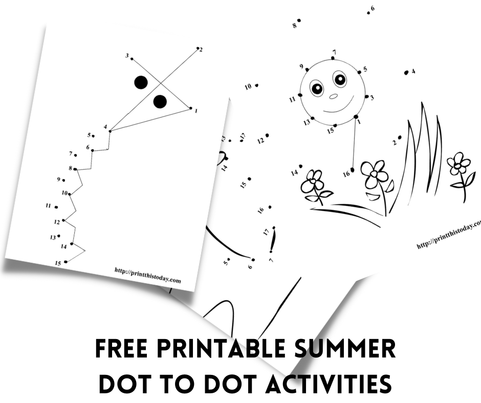 Free printable Summer dot to dot activities
