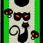 Cat and skulls , spooky bookmarks for Halloween