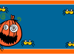 Pumpkin face and spiders label printable Template