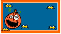 Pumpkin face and spiders label printable Template