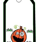 Pumpkin face and spiders gift tag