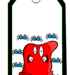 Red monster and spiders tag printable