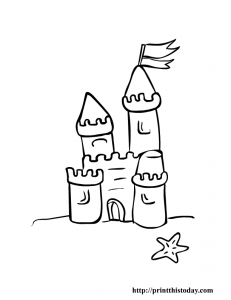 Free printable sand castle coloring page for kids