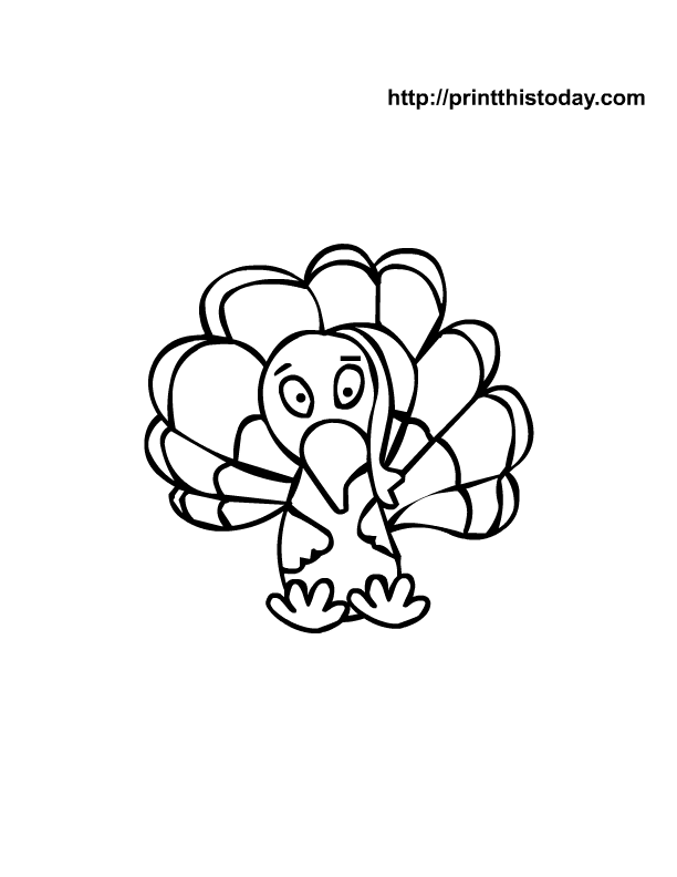 Cute turkey free printable coloring Page