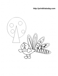 Cute turkey coloring page for thanksgiving