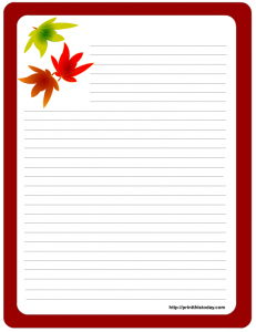 Thanksgiving stationery printable with maple leaf