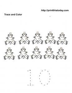 10 Christmas trees tracer sheet