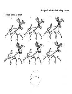 Number 6 math worksheet with reindeer 