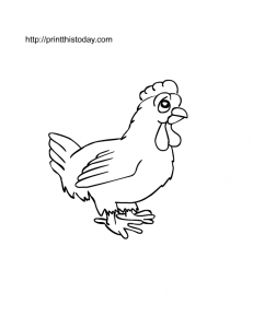 free printable hen on farm coloring page for kids