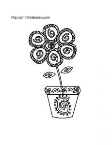 Flower in a pot coloring page for kids