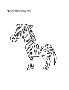 Free printable zebra coloring page for kids