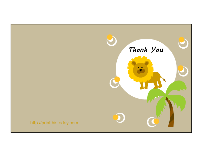 free jungle baby shower thank you cards printable