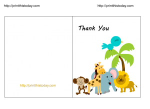 Cute jungle animals baby shower thank you card