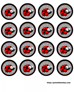 free printable baby shower labels with lady bug in round shape