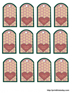 Free mother's day tags templates with heart